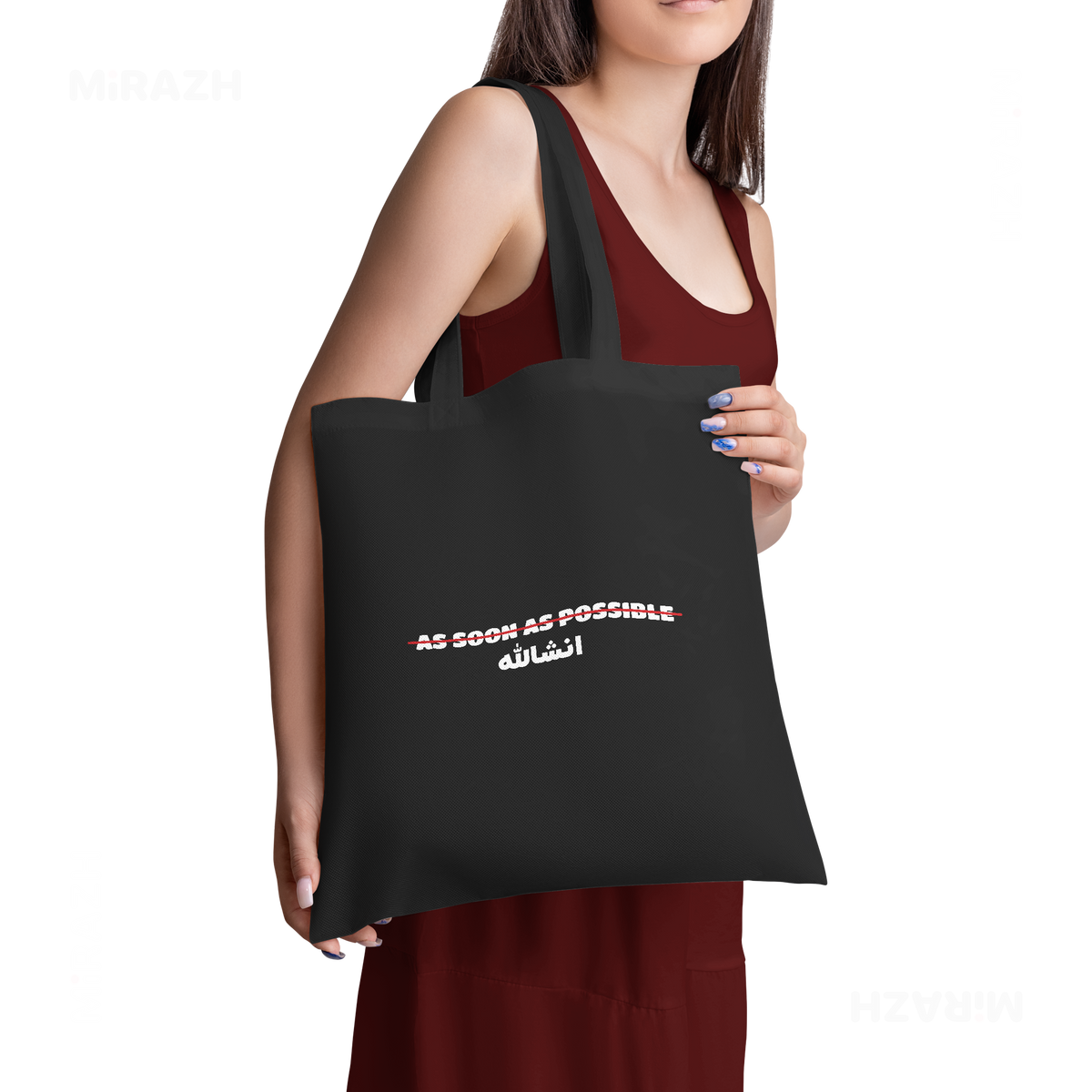 AsSoonAsInshallah Tote Bags 02 Black