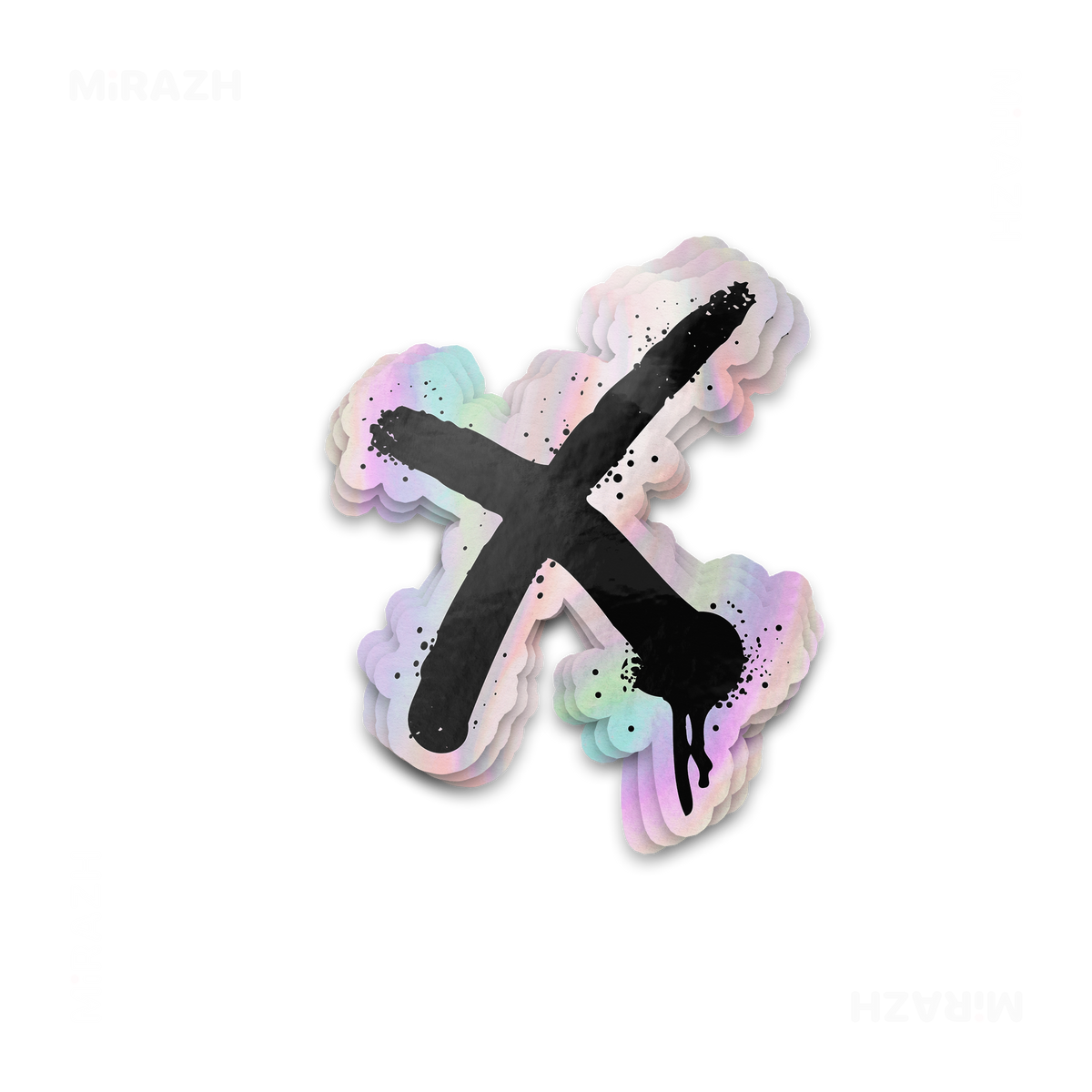 CrossMark Die Cut Holographic Sticker 01