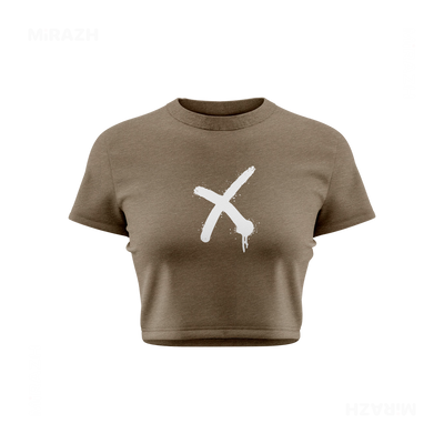 CrossMark Fitted Crop Top 01 Heather Olive
