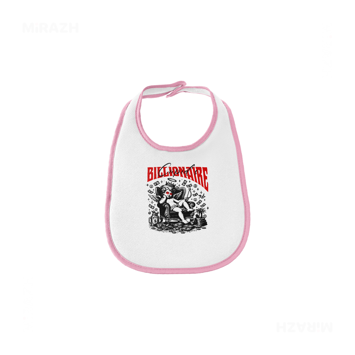 CupidCashThrone Baby Bibs 01 White Pink