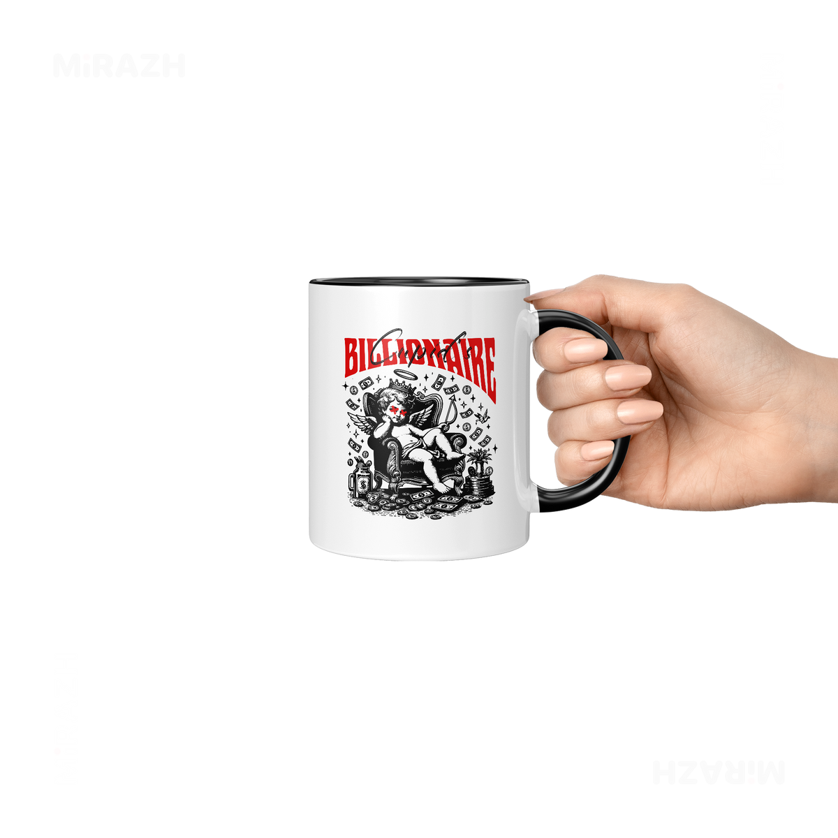 CupidCashThrone Ceramic Mug 06 White Black