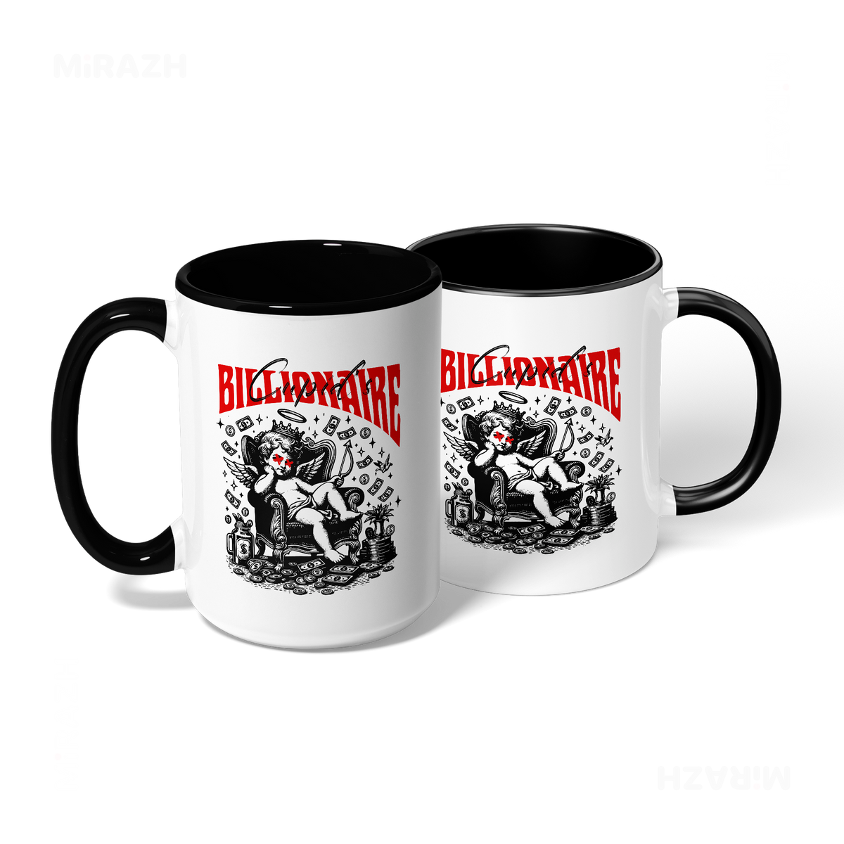 CupidCashThrone Ceramic Mug 08 White Black