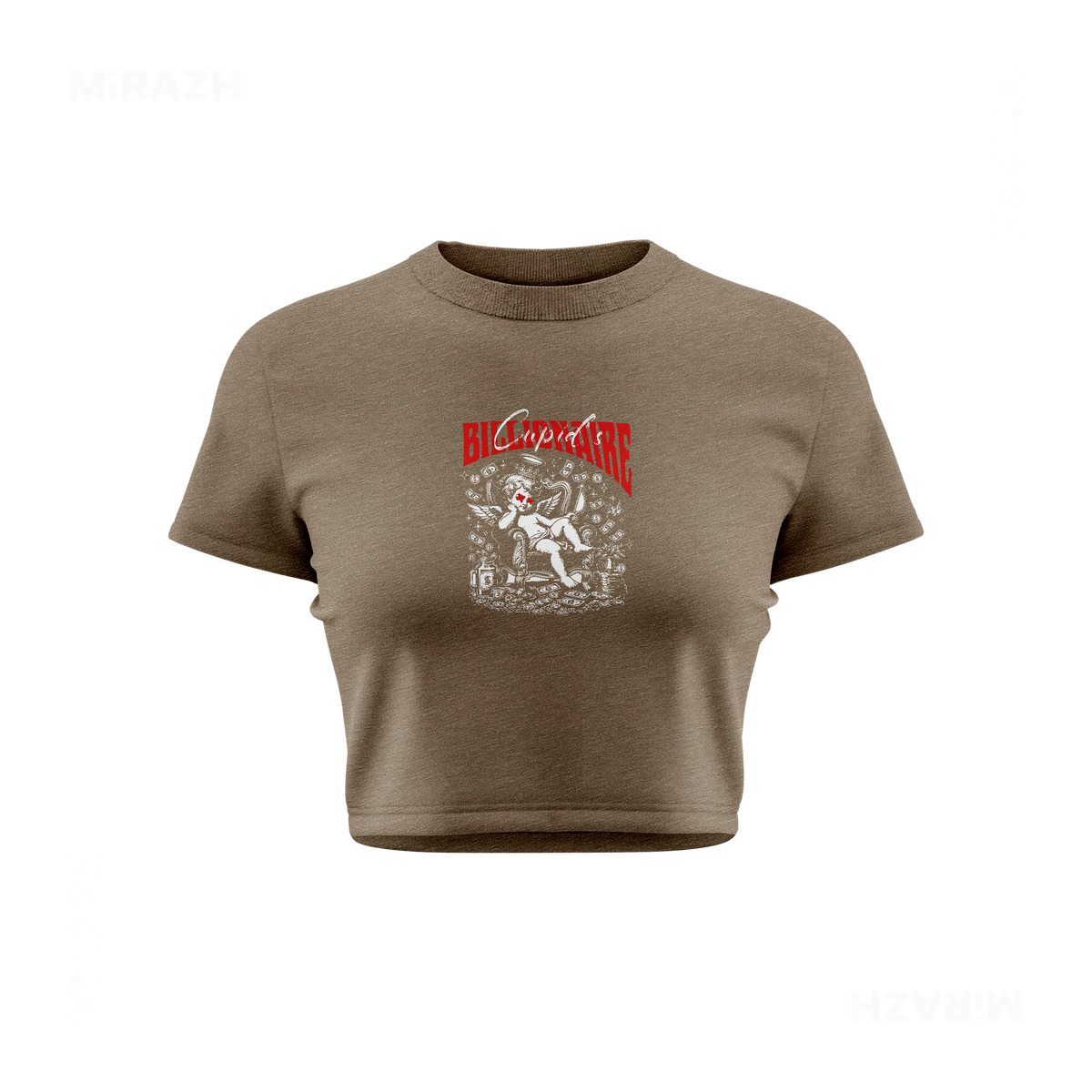 CupidCashThrone Fitted Crop Top 01 Heather Olive