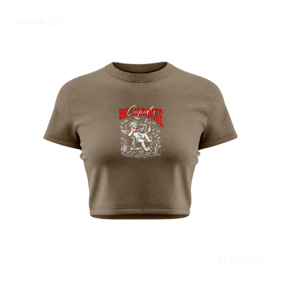 CupidCashThrone Fitted Crop Top 01 Heather Olive