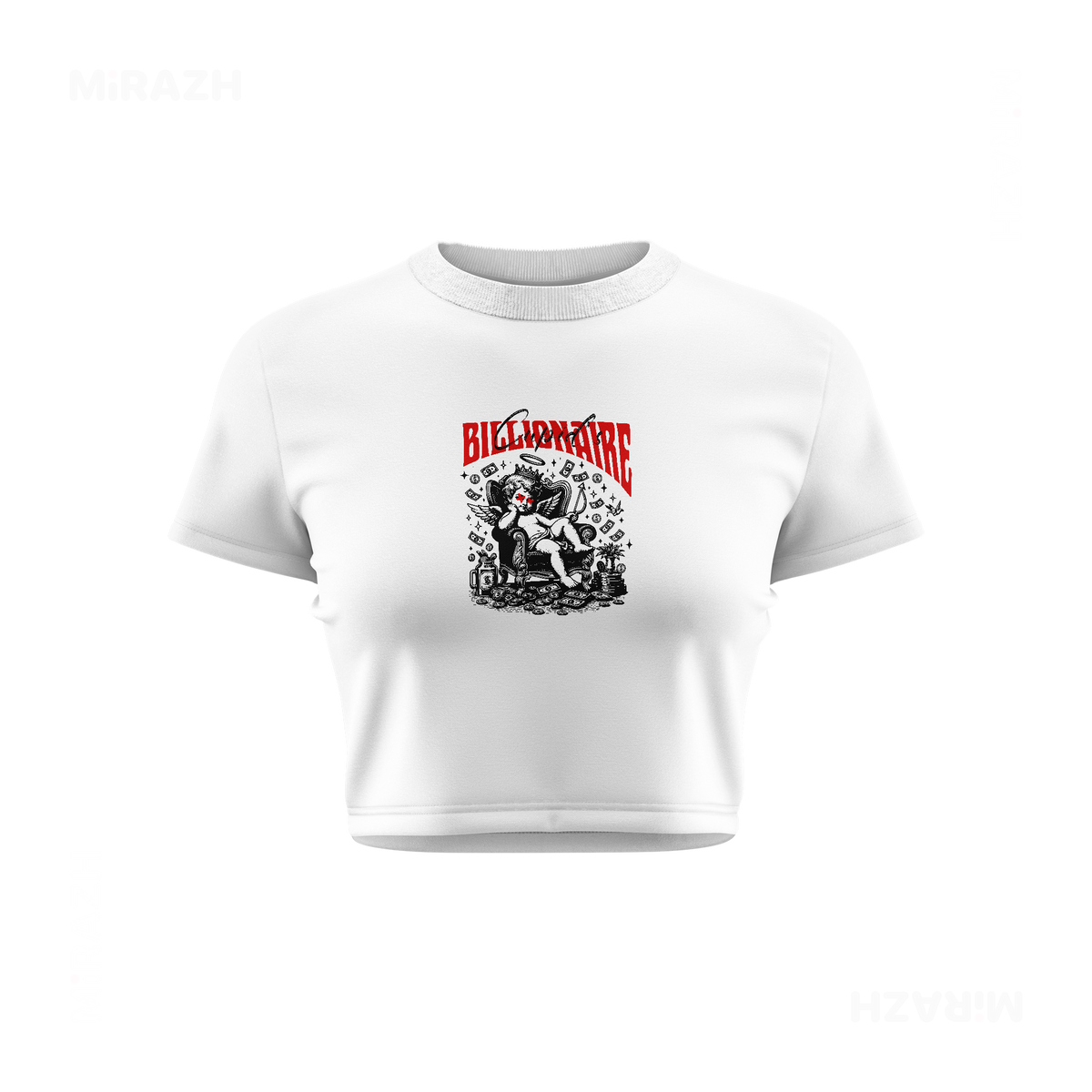 CupidCashThrone Fitted Crop Top 01 White