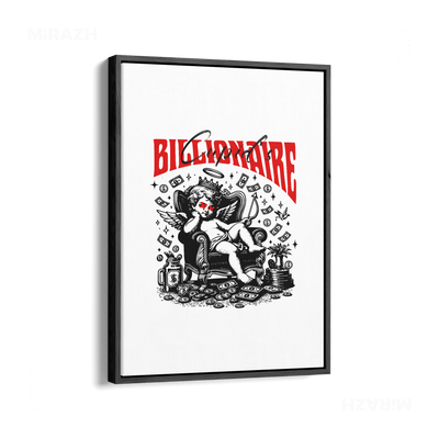 CupidCashThrone Framed Canvas 01 Black Wood