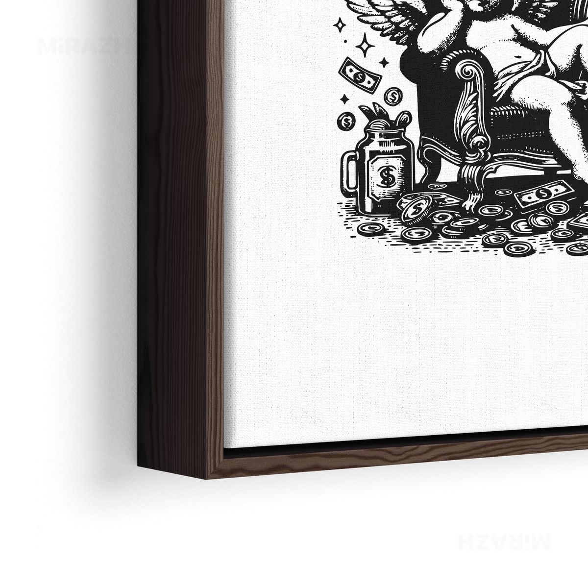 CupidCashThrone Framed Canvas 02 Dark Wood