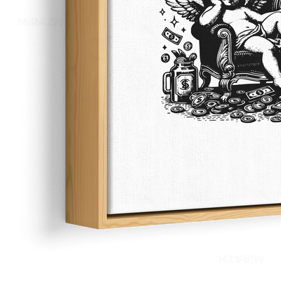 CupidCashThrone Framed Canvas 02 Natural Wood