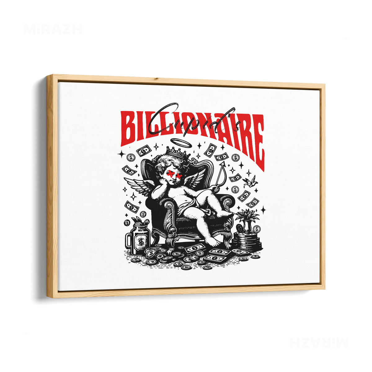 CupidCashThrone Framed Canvas 03 Natural Wood