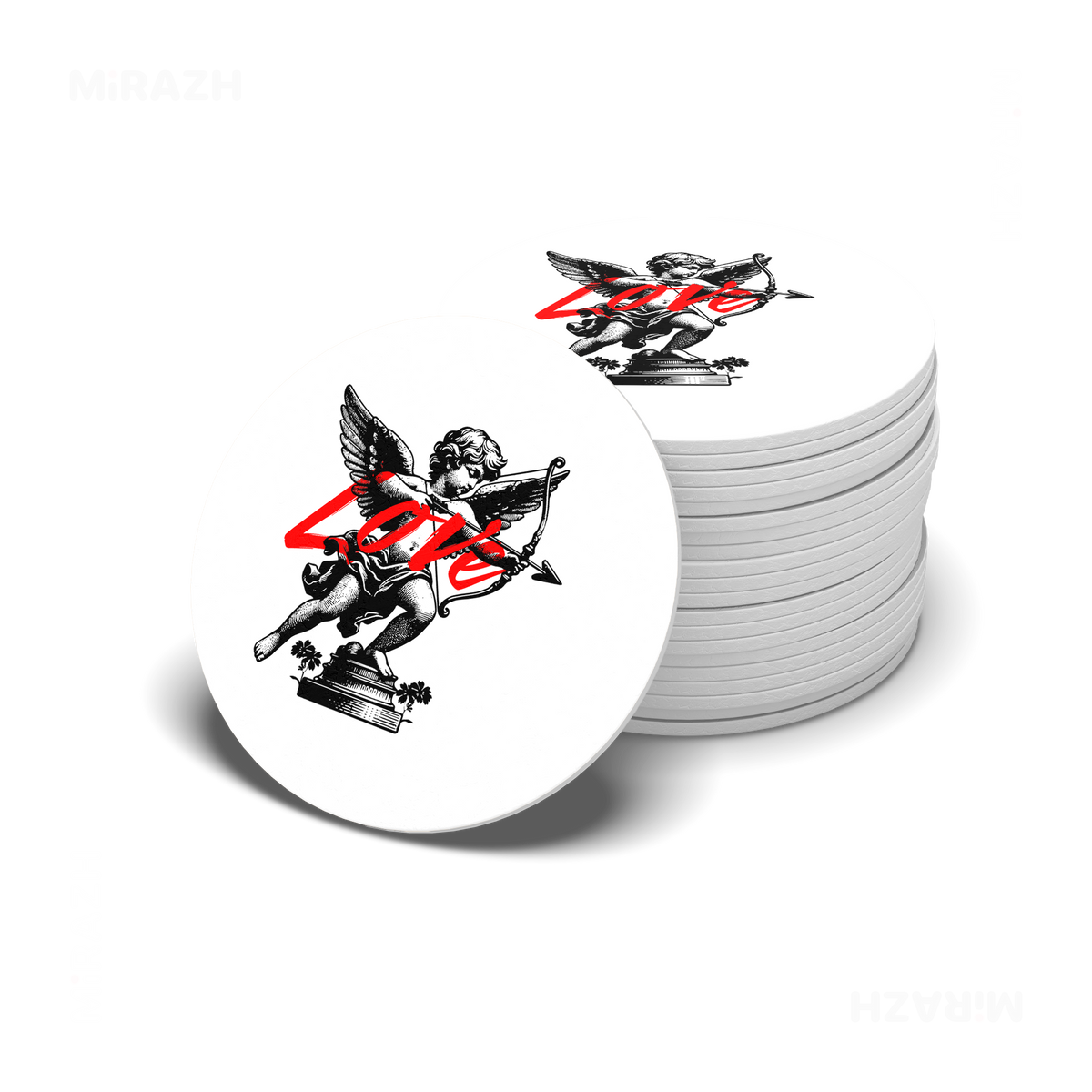 CupidLoveStruck Ceramic Coaster 06 Round