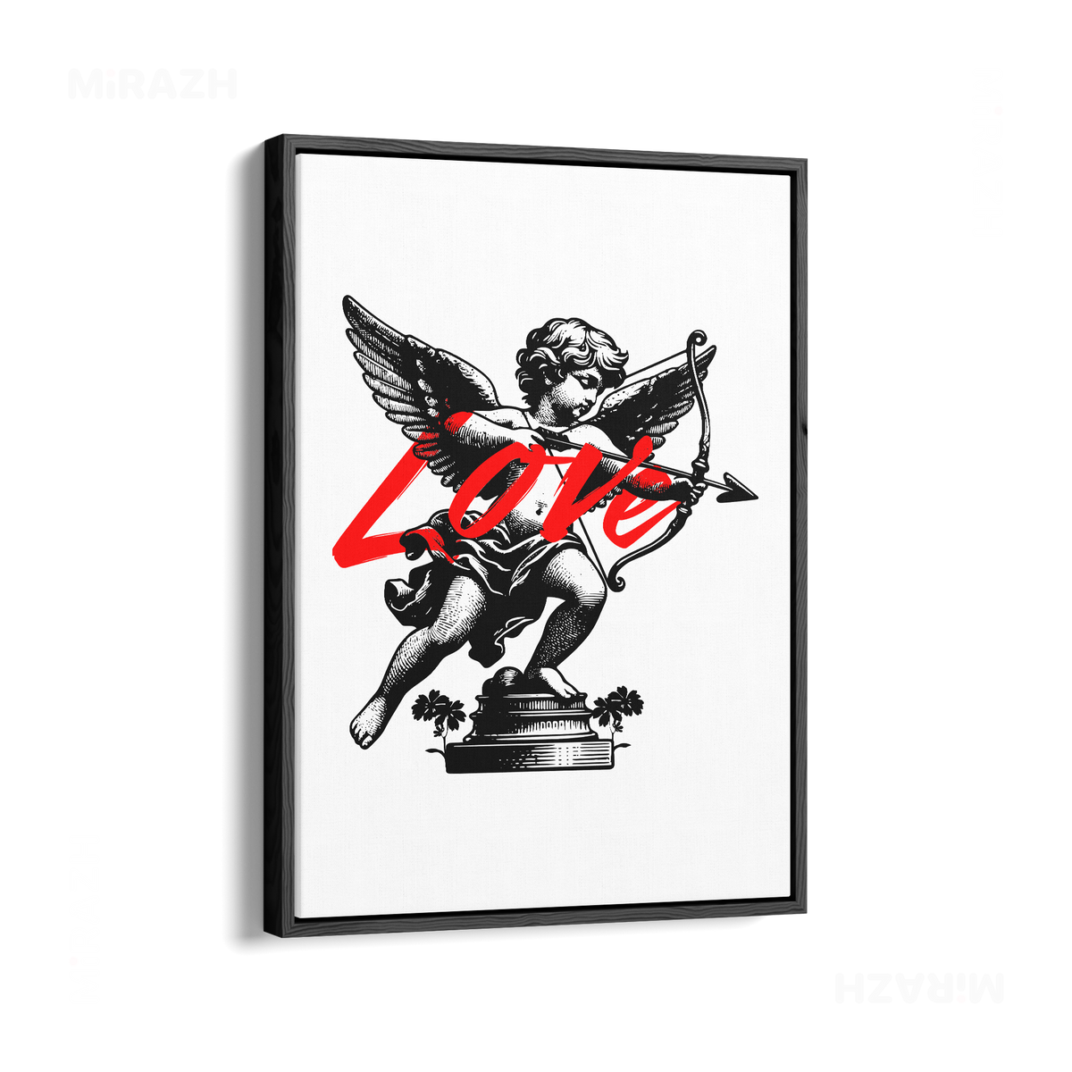 CupidLoveStruck Framed Canvas 01 Black Wood