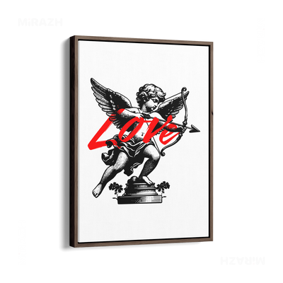 CupidLoveStruck Framed Canvas 01 Dark Wood
