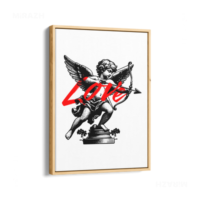 CupidLoveStruck Framed Canvas 01 Natural Wood