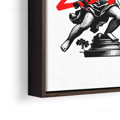 CupidLoveStruck Framed Canvas 02 Dark Wood