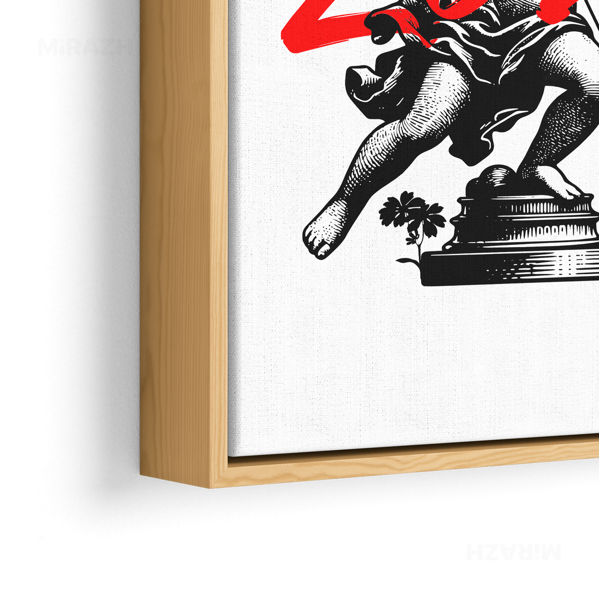 CupidLoveStruck Framed Canvas 02 Natural Wood
