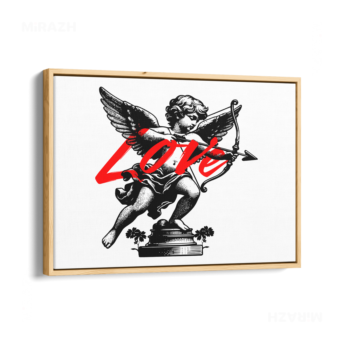 CupidLoveStruck Framed Canvas 03 Natural Wood
