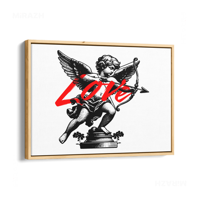 CupidLoveStruck Framed Canvas 03 Natural Wood