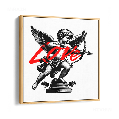CupidLoveStruck Framed Canvas 04 Natural Wood
