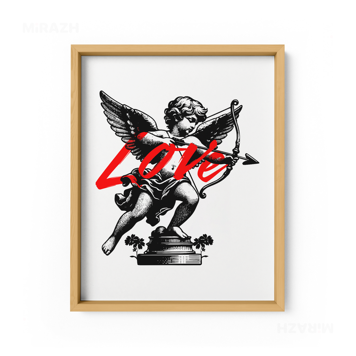 CupidLoveStruck Framed Poster 01 Natural Wood