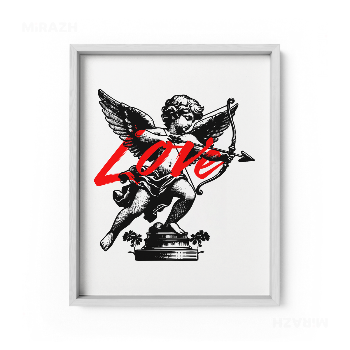 CupidLoveStruck Framed Poster 01 White Wood