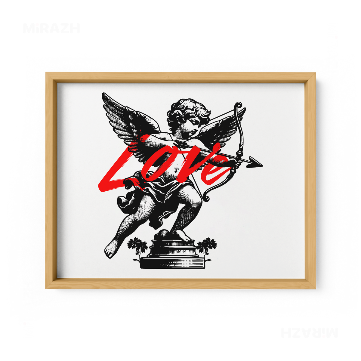 CupidLoveStruck Framed Poster 03 Natural Wood
