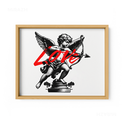 CupidLoveStruck Framed Poster 03 Natural Wood