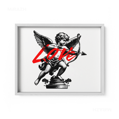 CupidLoveStruck Framed Poster 03 White Wood