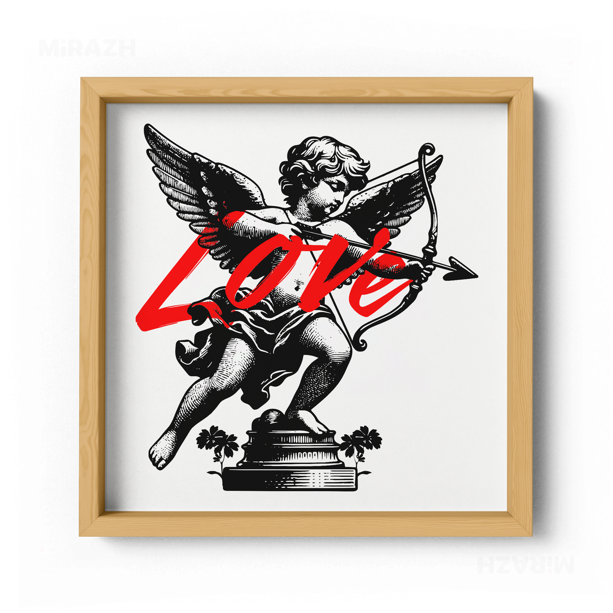 CupidLoveStruck Framed Poster 04 Natural Wood