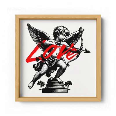 CupidLoveStruck Framed Poster 04 Natural Wood