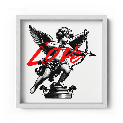CupidLoveStruck Framed Poster 04 White Wood