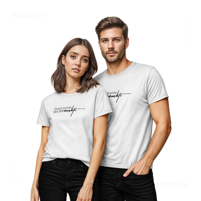 DeadInsideButStillMashti Couple T Shirt 02 White