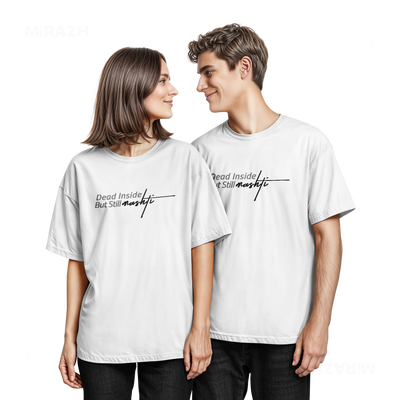 DeadInsideButStillMashti Couple T Shirt 05 White