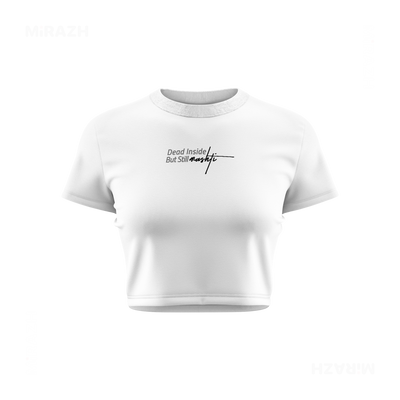 DeadInsideButStillMashti Fitted Crop Top 01 White