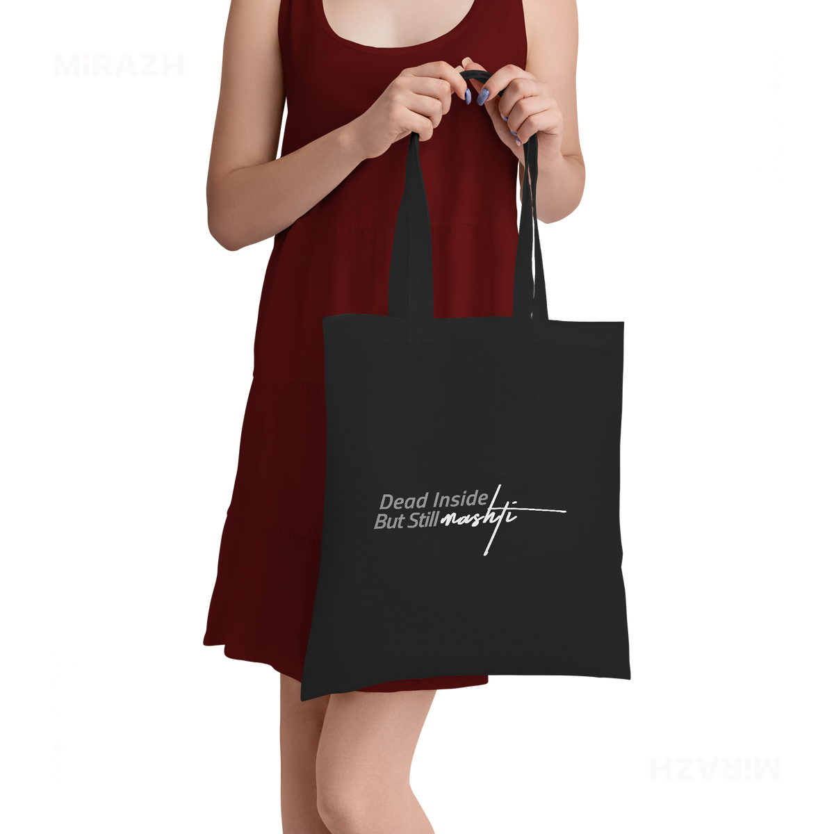 DeadInsideButStillMashti Tote Bags 05 Black
