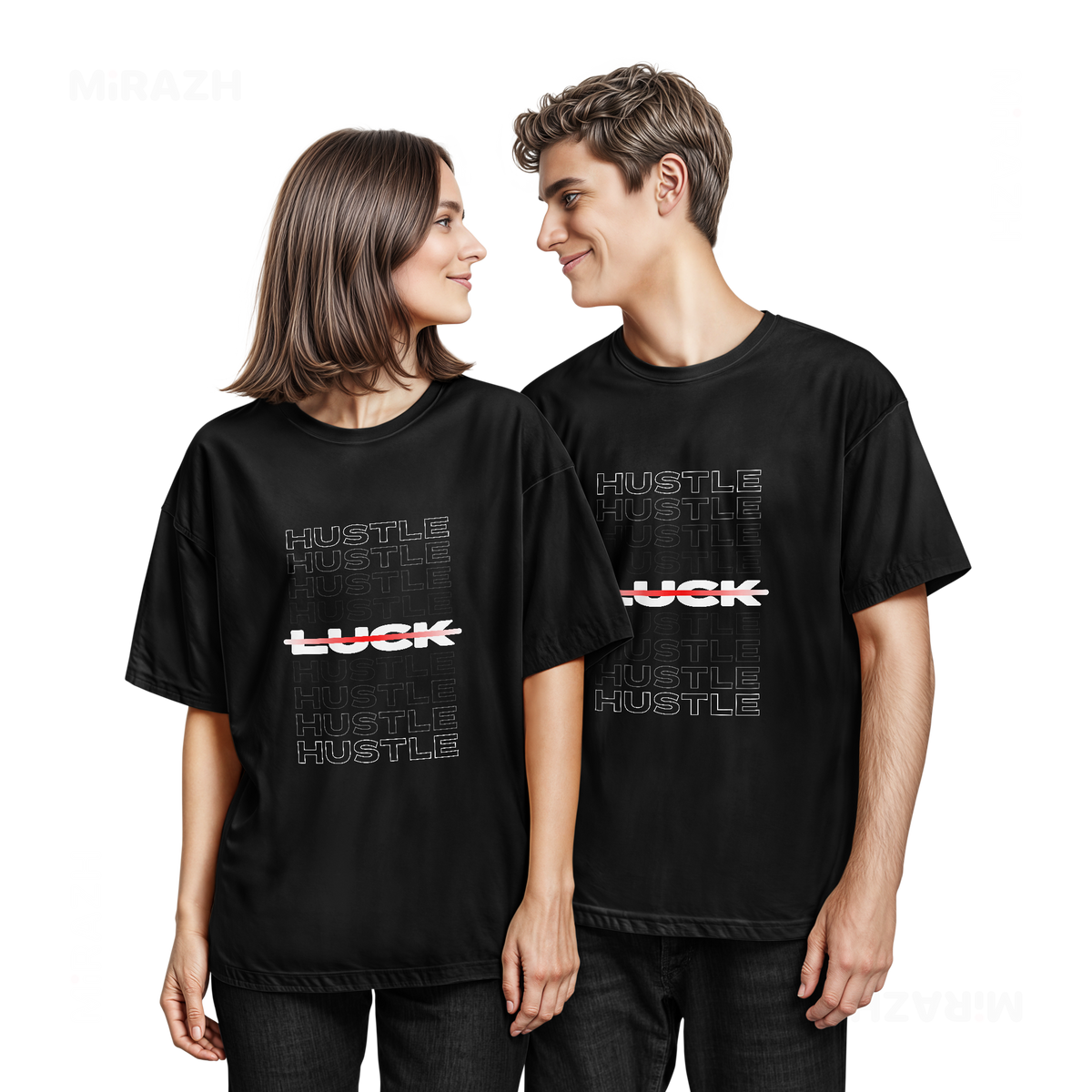 HustleOverLuck Couple T Shirt 05 Black