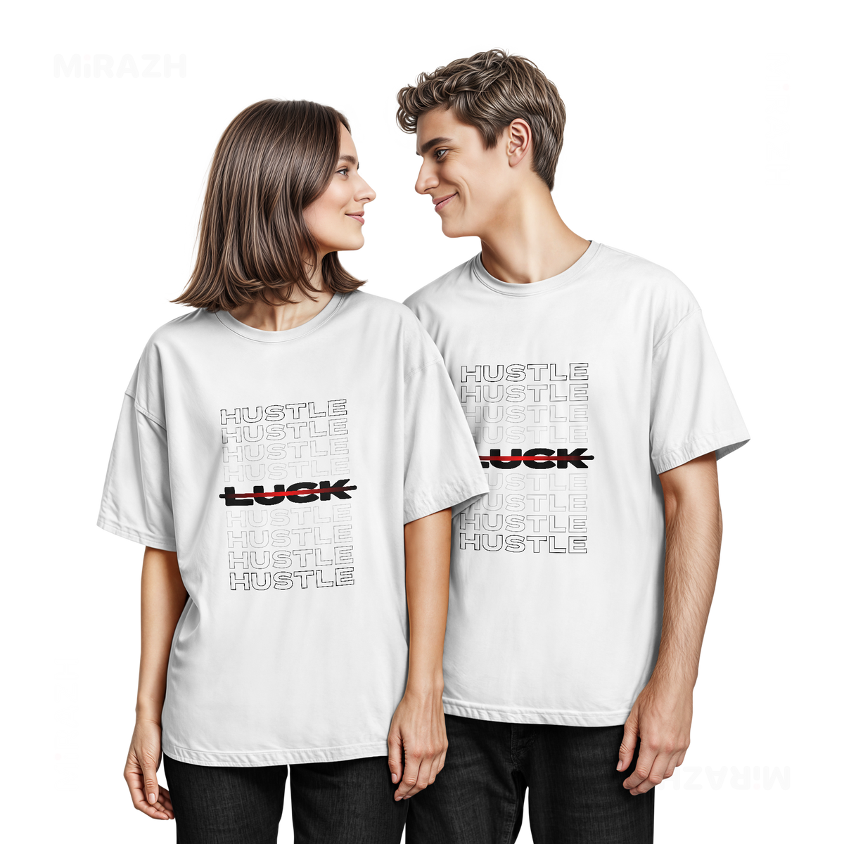 HustleOverLuck Couple T Shirt 05 White