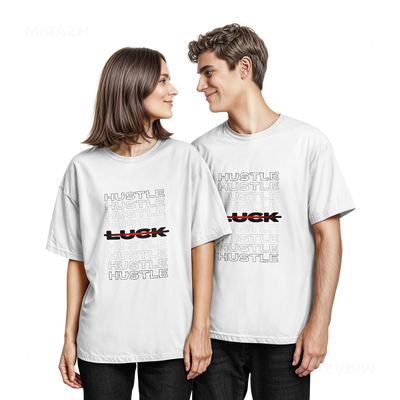 HustleOverLuck Couple T Shirt 05 White