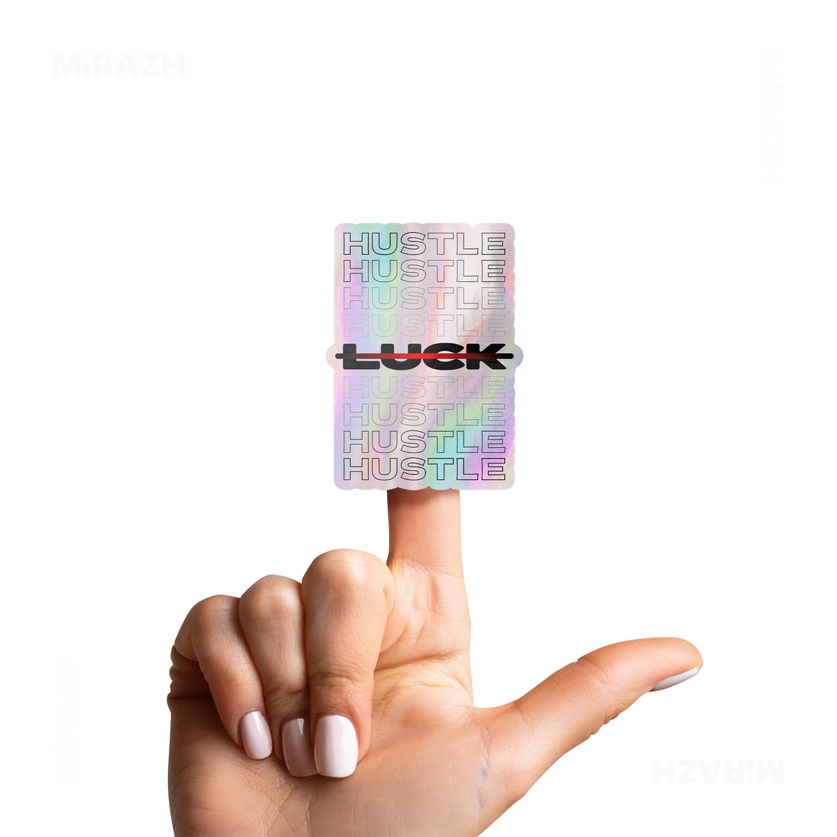 HustleOverLuck Die Cut Holographic Sticker 02