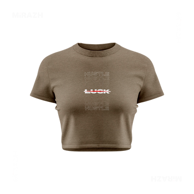 HustleOverLuck Fitted Crop Top 01 Heather Olive
