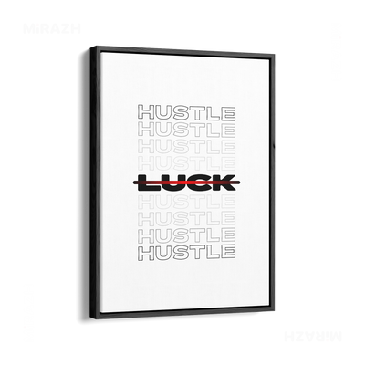 HustleOverLuck Framed Canvas 01 Black Wood