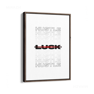 HustleOverLuck Framed Canvas 01 Dark Wood