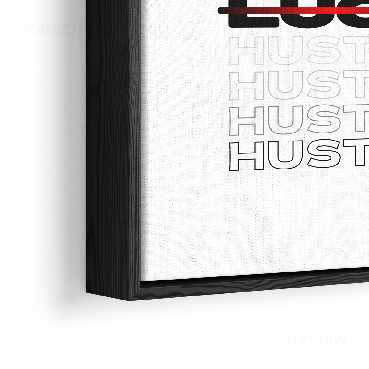 HustleOverLuck Framed Canvas 02 Black Wood