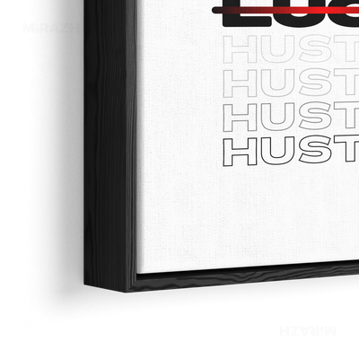 HustleOverLuck Framed Canvas 02 Black Wood