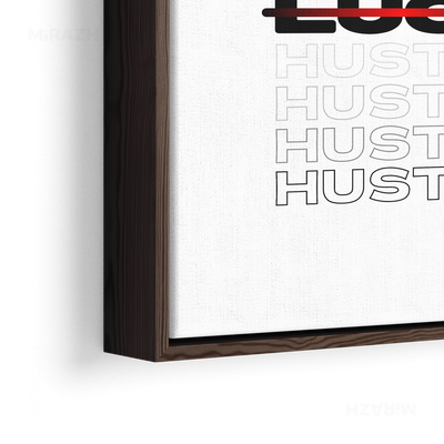 HustleOverLuck Framed Canvas 02 Dark Wood