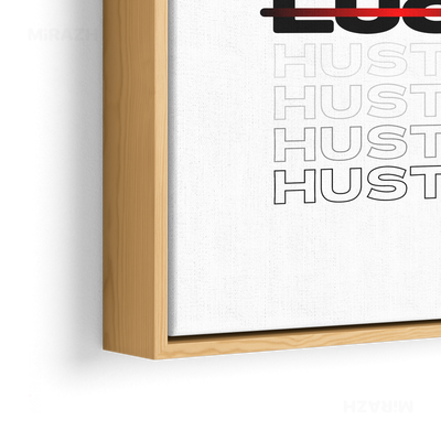 HustleOverLuck Framed Canvas 02 Natural Wood