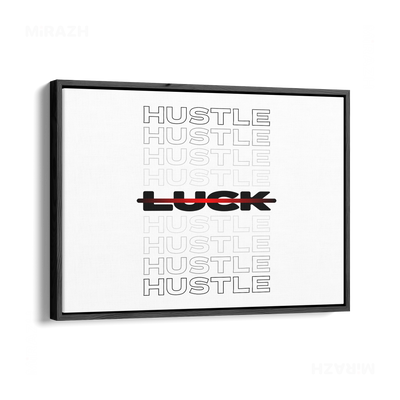 HustleOverLuck Framed Canvas 03 Black Wood