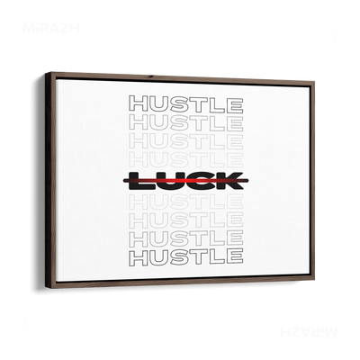 HustleOverLuck Framed Canvas 03 Dark Wood