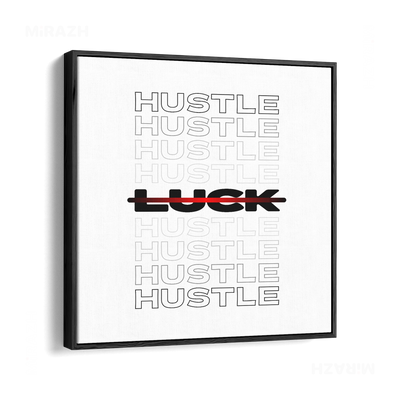 HustleOverLuck Framed Canvas 04 Black Wood