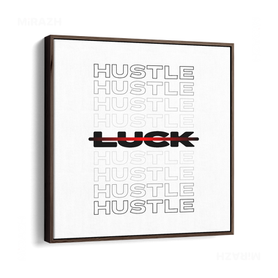 HustleOverLuck Framed Canvas 04 Dark Wood