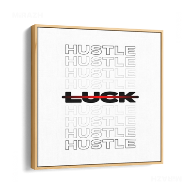 HustleOverLuck Framed Canvas 04 Natural Wood